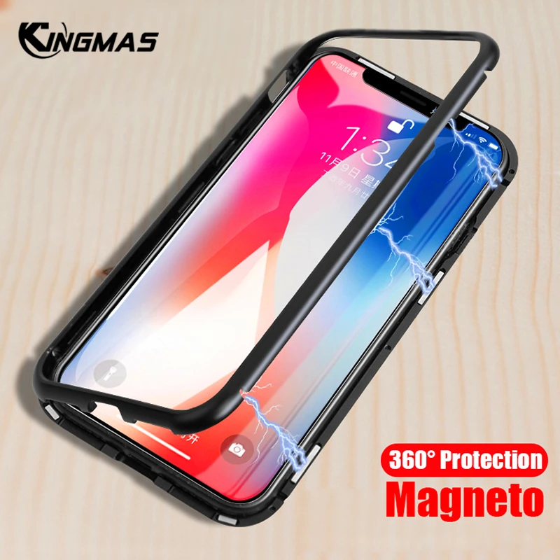 Magneto Phone Case For Huawei P20 Pro Magnet absorption shell Metal Bumper Anti-Scratch Tempered Glass Back Cover coque |