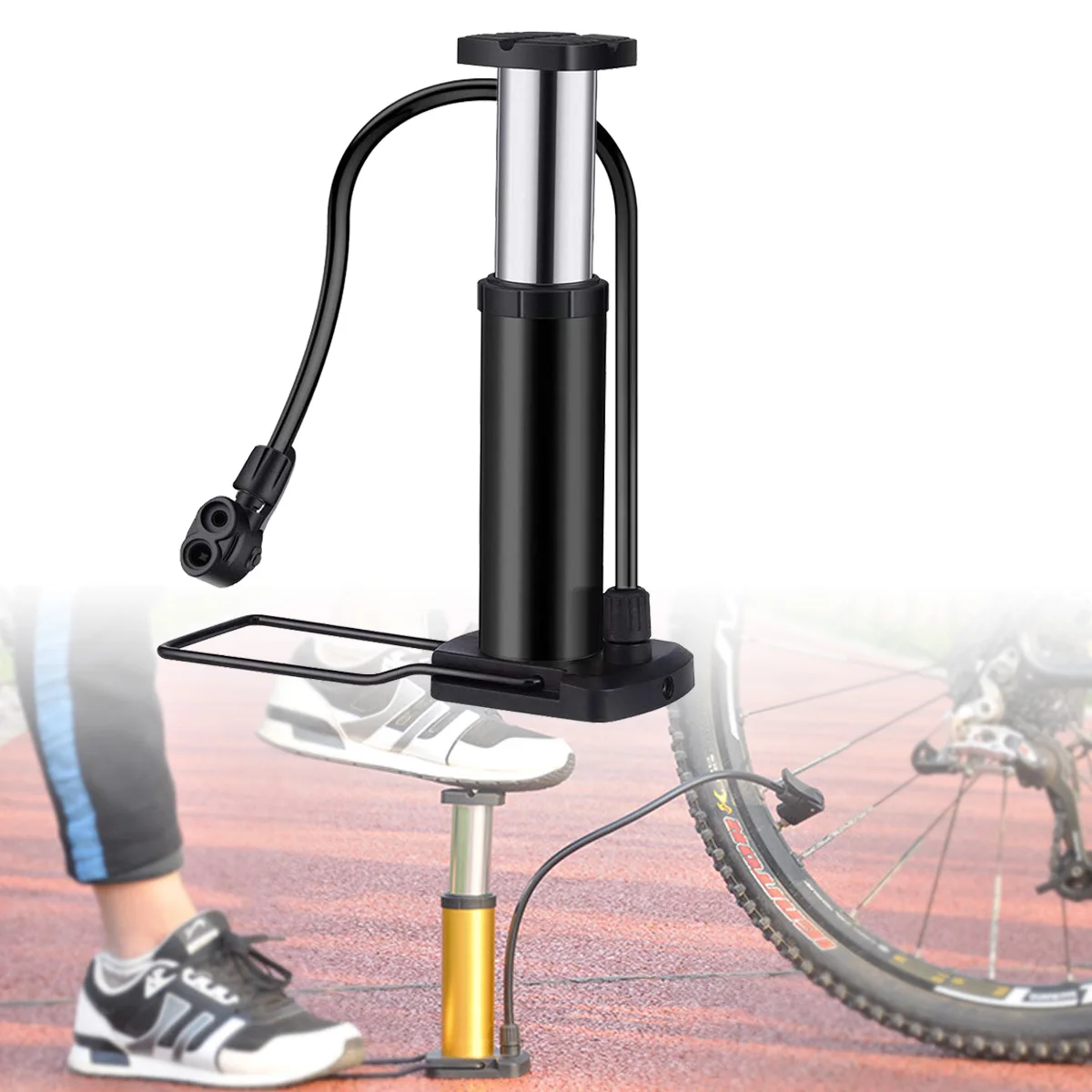 Bike Pump Mini Bike Floor Pump Foot Activated Bicycle Air Pump and Aluminum Alloy Portable Bike Pump Mountain Bike Tire Pump C Bike Pump Mini Bike Floor Pump Foot Activated Bicycle Air Pump and Aluminum Alloy Portable Bike Pump Mountain Bike Tire Pump C