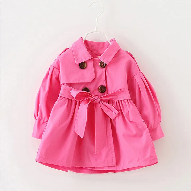 2019 new cute Toddler Infant Baby Boys Girls Solid Belt Bottons Trench Wind Coat Tops Outfits fashion design  (12)