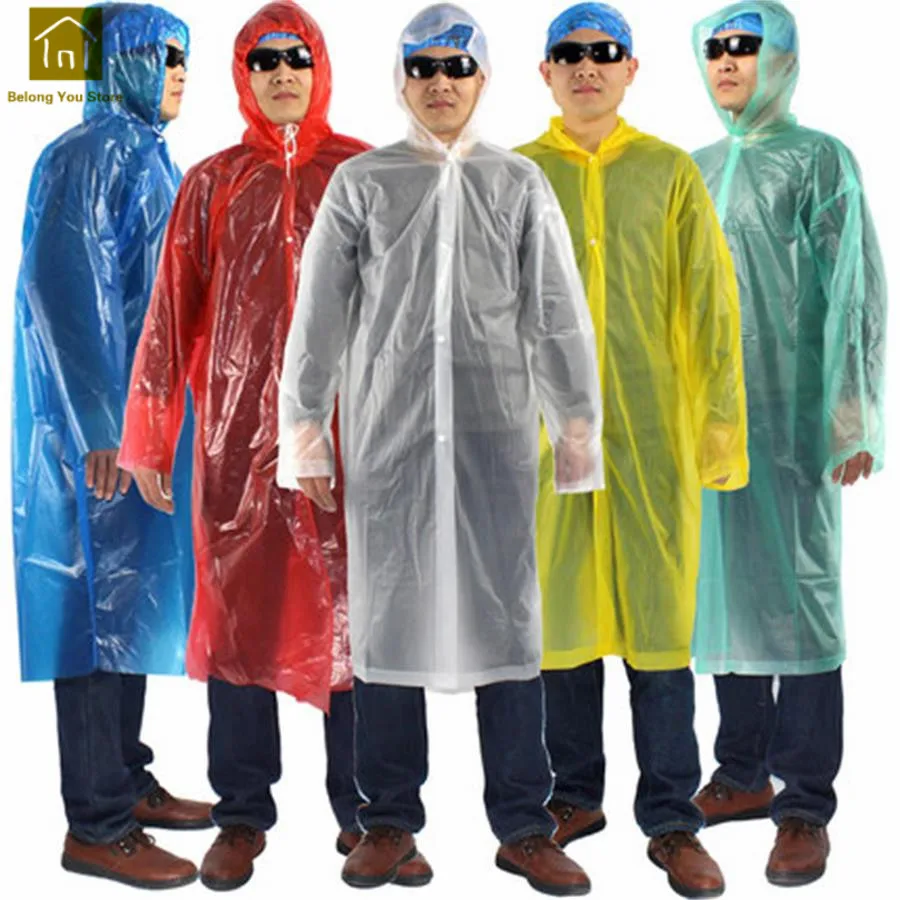 Clear Disposable Plastic Raincoat Long Rain Jackets Women Rain Coat
