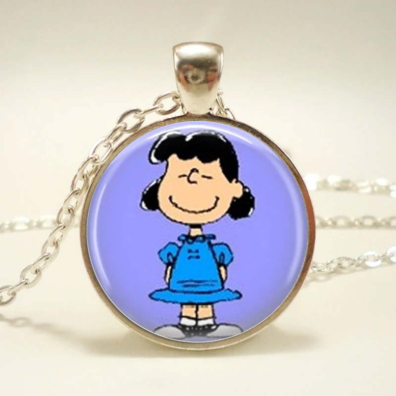 Lucy Necklace The Peanuts Jewelry Charlie Brown Character Necklace Cartoon Character Glass