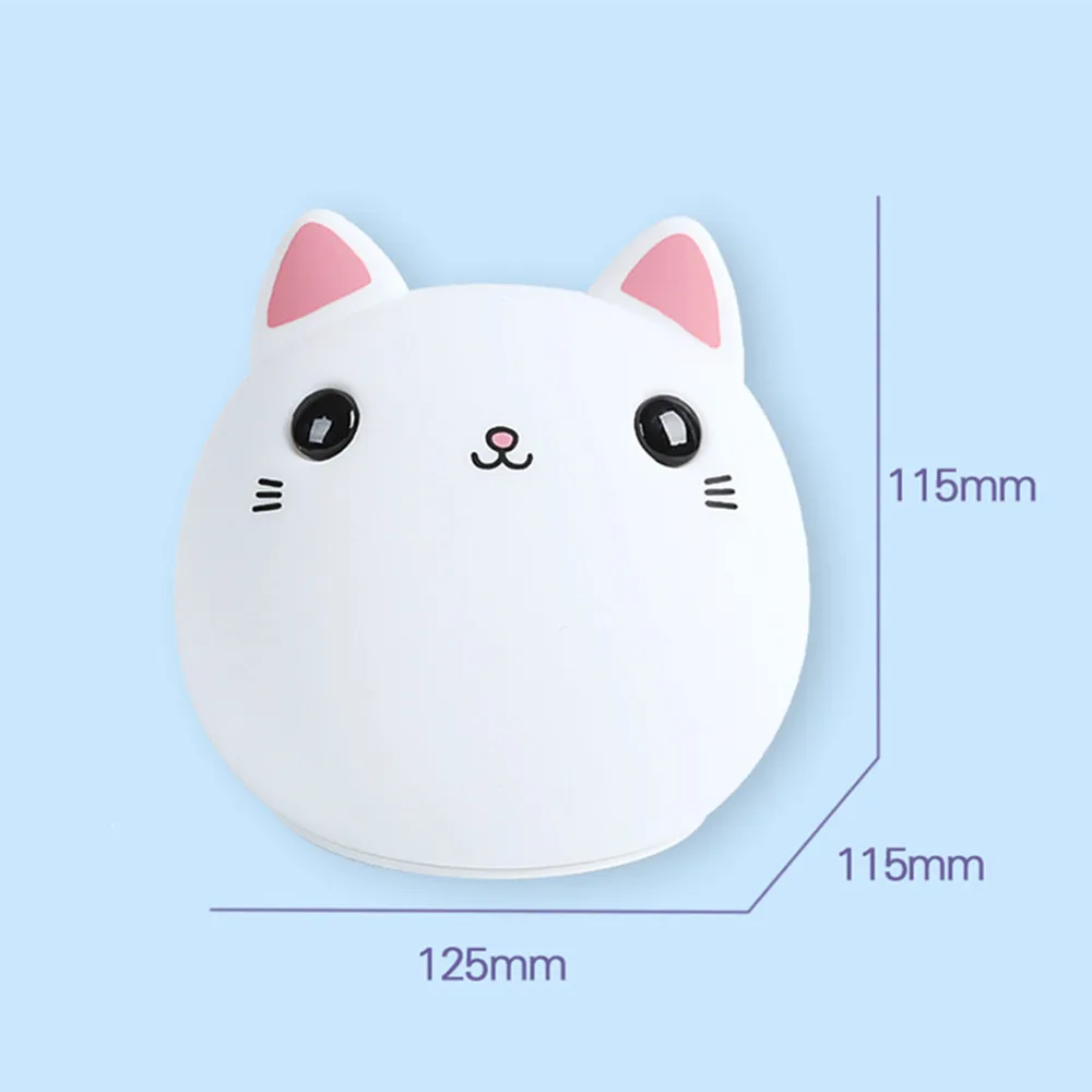 SuperNight Cute Cartoon Cat LED Night Light Silicone Rechargeable Touch Tap Kids Baby Bedroom Bedside Warm Colorful Table Lamp (5)