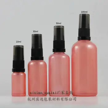 

100ml pink Glass travel refillable perfume bottle with black plastic atomiser/sprayer,perfume container,perfume packing