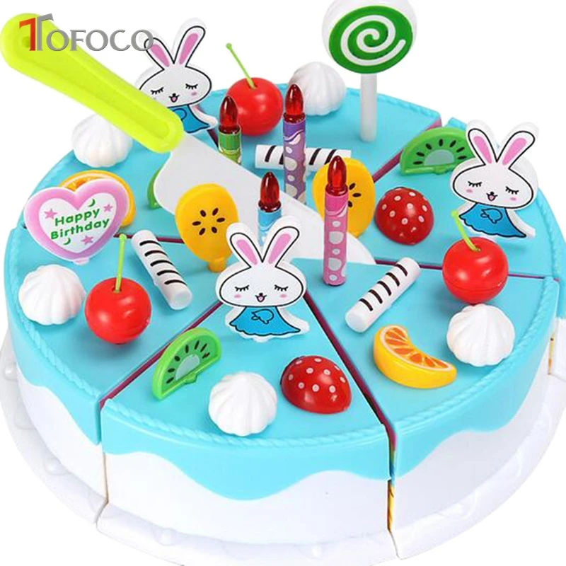 Tofoco 87ピース ロット切断誕生日ケーキキッチンおもちゃセット赤ちゃんの早期教育のおもちゃ漫画フルーツケーキプラスチックモデルのおもちゃギフト Kitchen Toys Kitchen Toy Setcut Birthday Cake Aliexpress