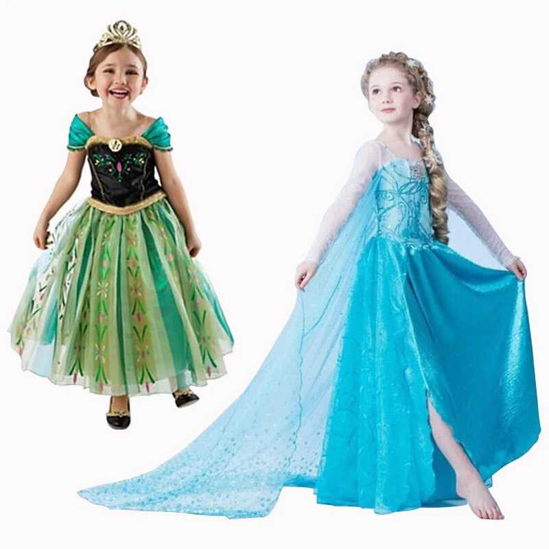 

CNJiaYun Girls Dresses Cartoon Cosplay Snow Queen Princess Girls Dress Anna Elsa Dresses Costume Clothes Baby Kids Clothing