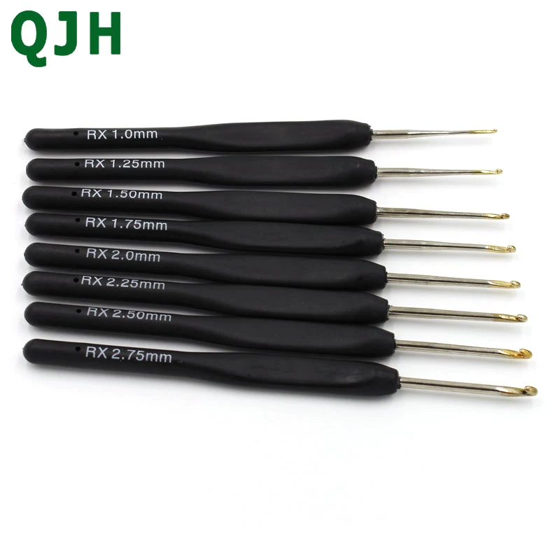

8 Size Soft Plastic Handle Black Knitting Needles Mixed Aluminum Crochet Hook Knit Needle Set Sewing Tools 1.0-2.75mm