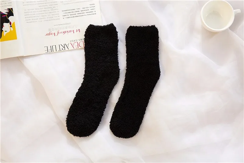 Pure Color Women Socks Thermal Coral Fleece Floor Socks Plush Soft Candy Color Towel Sock 2016 New Female Thick Warm Clothing (27)