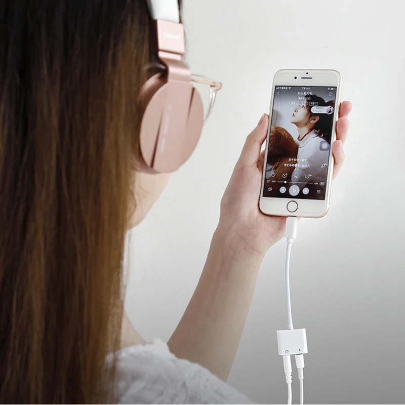 Аудиоадаптер 2 в 1 кабель для зарядки наушников iPhone X XS Max XR 7 8 Plus Aux Jack 3 5 мм