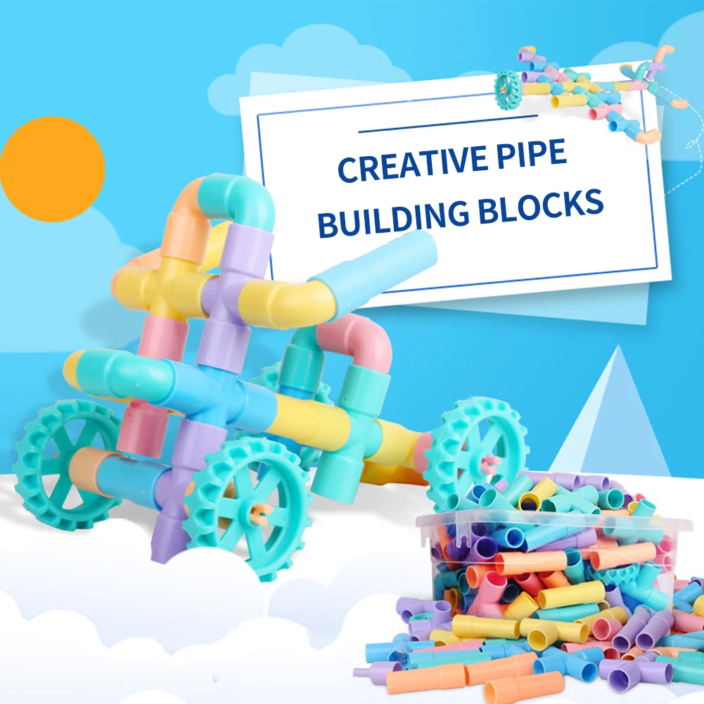 

Baby Water Pipe Building Blocks Tunnel Model for Children DIY Assembling Pipeline Plastic Toy for children educational gifts
