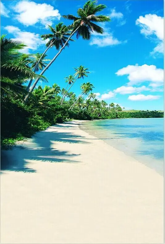 10x10FT Green Palm Trees Shadow Sand Beach Hawaiian Sea ...