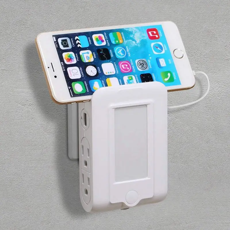 Настенное зарядное устройство с 4 розетки двойной зарядка через usb Порты сумерках всплесков-охраняемых Мощность удлинитель патрона до