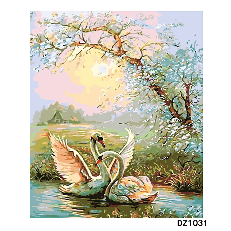 

swan Love Couple Animal DIY Digital Painting By Numbers Modern Wall Art Canvas Painting Gift for children Home Decor 40x50cm