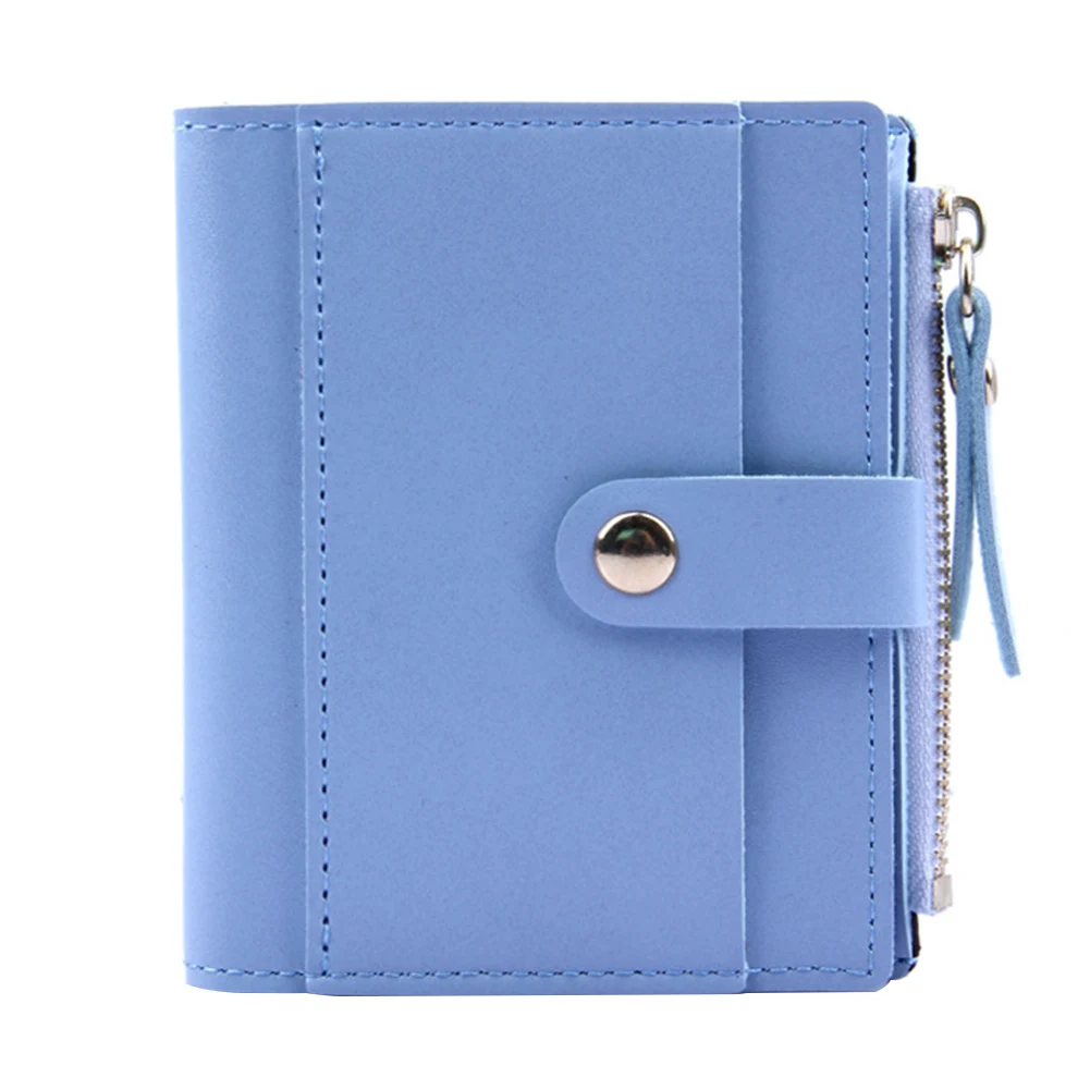 Карамельный цвет маленькие молнии модные Органайзер из искусственной кожи держатель рамок для кредитных карт сумки Для женщин кошелек портмоне Прекрасный - Цвет: Light Blue
