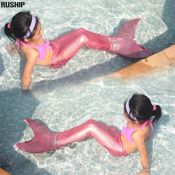 

Children Girl Beginner Mermaid Tail Swimsuit with Web-footed Monopalme Swimming Tail Swimwear Cosplay Kids Swimming and Flipper