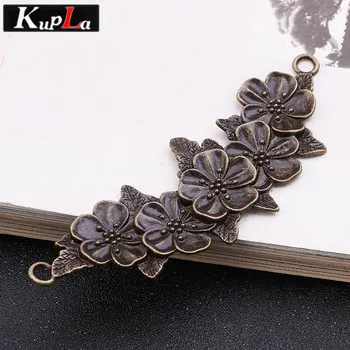 

Antique Bronze Big Flowers Charms Connectors for Jewelry Making DIY Handmade Jewelry Findings 6pcs/lot 48*110mm C2667