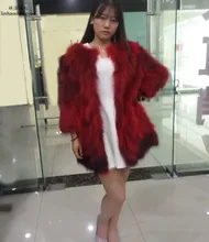 Linhaoshengyue Long 70cm Raccoon fur coat blue green long money floating gold