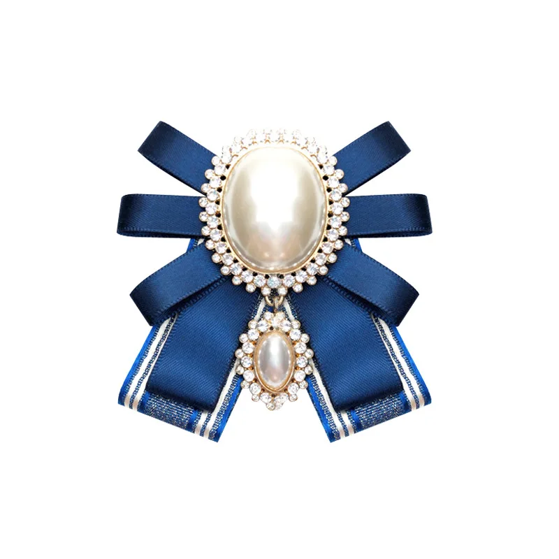 i-Remiel Fashion New Korean Pearl Bow Tie Brooch for Female Ancient Rhinestone Lapel Pin Badge Corsage Shirt Collar Accessories