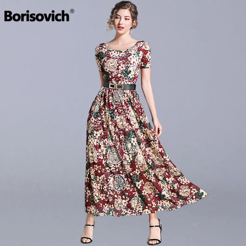 Женское длинное кружевное платье Borisovich Элегантное повседневное трапециевидной