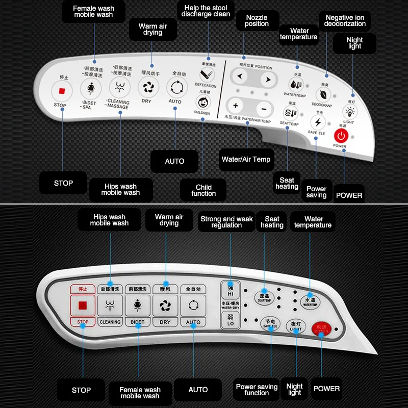 FOHEEL Новое умное сиденье для унитаза боковая панель управления интеллектуальное электрическое биде крышка смарт биде сиденье на унитаз с подогревом крышка