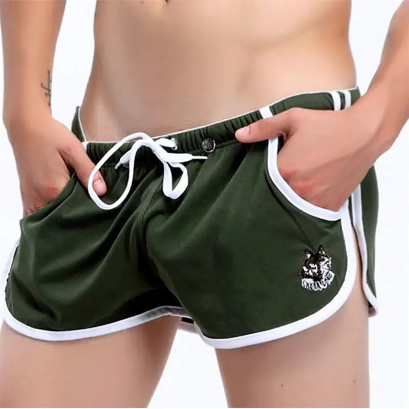 Мужские горячие мужские повседневные шорты, мужские домашние боксеры, мужские хлопковые шорты, мужские сексуальные короткие свободные пижамы - Цвет: Army Green