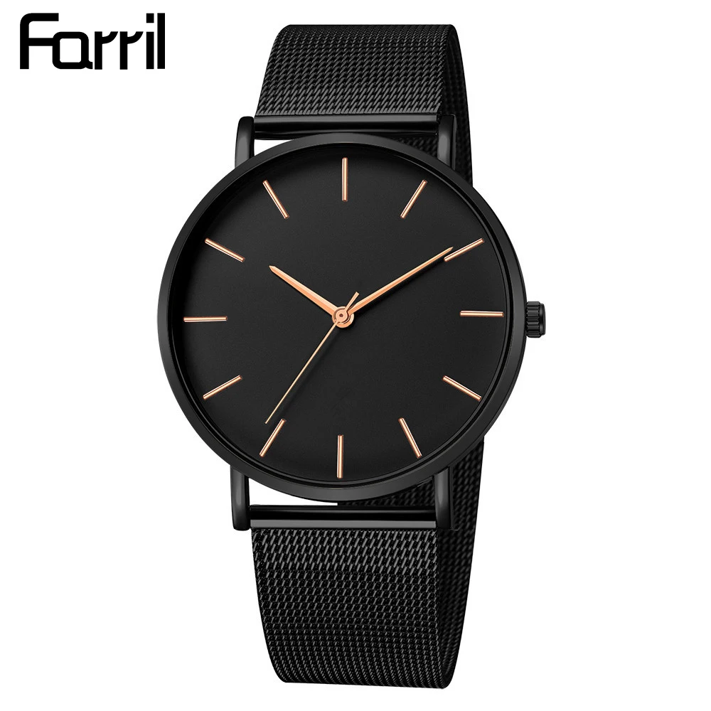 

Watch Woman Modern Fashion Black Quartz Watch Women Mesh Stainless Steel Bracelet High Quality Casual Wrist Watch for Woman