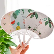 Круглый ручной вентилятор, летний, для путешествий, охлаждающий вентилятор, портативный, мини ручной работы, с мультяшным рисунком, ручной складной вентилятор