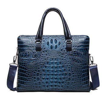Famous design briefcase Luxury Crocodile pattern cowhide leather Totes handbag briefcase male shoulder bag 1