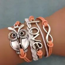 1 шт. бесконечность, ладони и anghor браслет. металл очарование, воск шнур, кожаный браслет 3479