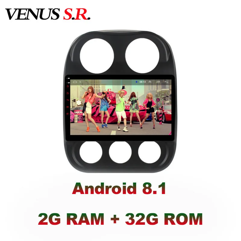 VenusSR Android 8,1 ips 2G+ 32G 8 ядерный автомобильный dvd-плеер gps навигация Мультимедиа для JEEP Compass радио 2009- автомобильный стерео wifi