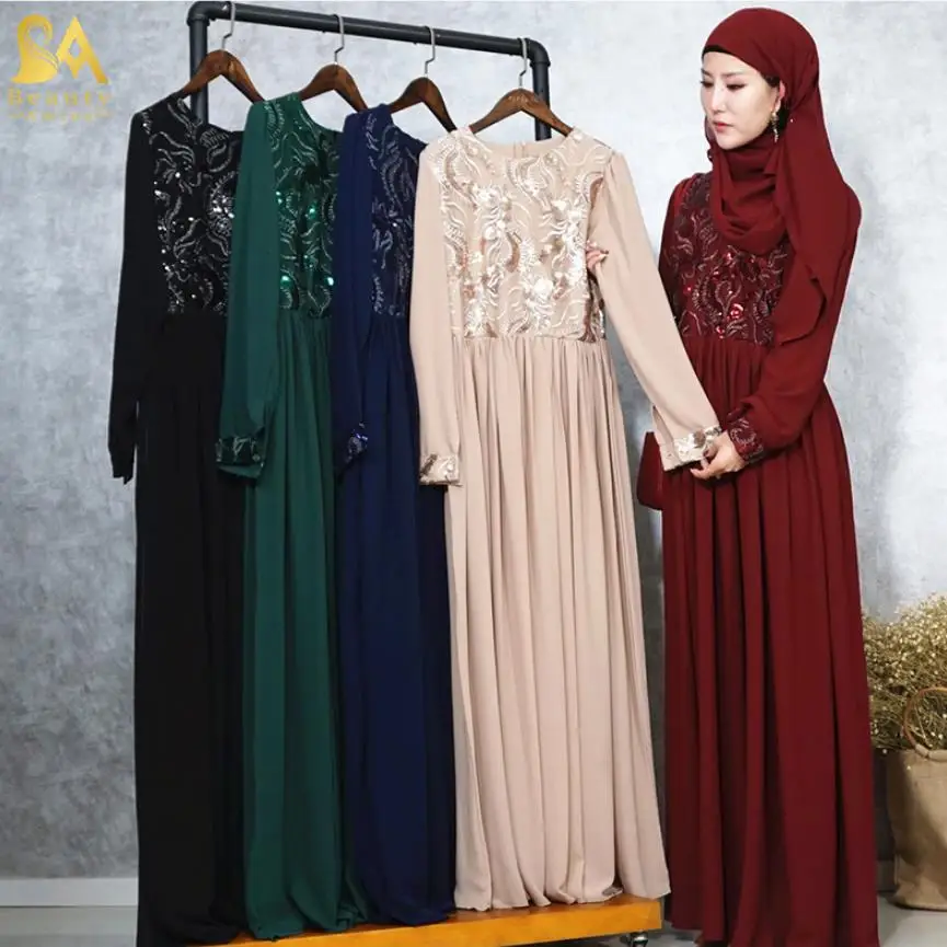 Мусульманское кружевное платье для взрослых Вышитое abaya Арабская Мода шифоновое