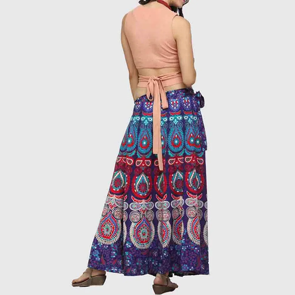Винтажные длинные юбки с принтом перьев, Женская миди-юбка с высокой талией, богемная юбка, летняя сексуальная разноцветная Женская пляжная юбка# D1
