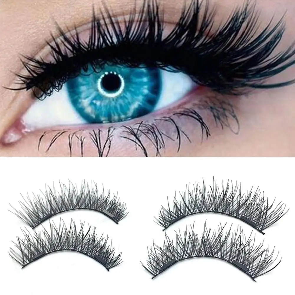 

4PCS Red Dieny 3D Double Magnetic False Eyelashes Arc Invisible Natural Ultra-thin Fake Eyelashes Dress Up Your Beauty