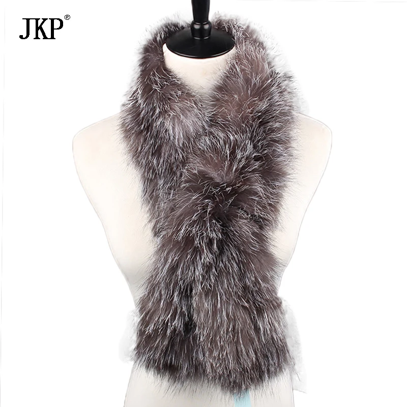 

Women Winter natural silver fox fur scarf warm collar brand new fashion fur shawl female WJ-78