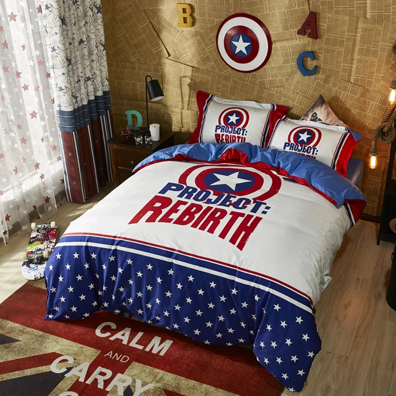 Us 67 19 30 Off Disney Cartoon Comforter Cover Bedding Set 100 Cotton Marvel Captain America Bedroom Decor Boy Gift Bed Sheet Fitted Sheet In