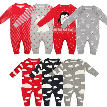 

Toddler Romper Knitted Sweaters Christmas Baby Boy Girl Clothes 2019 Autumn Winter Newborn Infant Kids Jumpsuit 0-24M