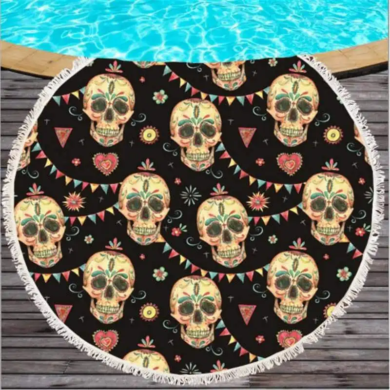 Modern Soft American Style Tapestry Sofa Cover Beach Round Towel For Decorate Living Room Bedroom Fashion Wall Tapestry Skull - Цвет: Пурпурный