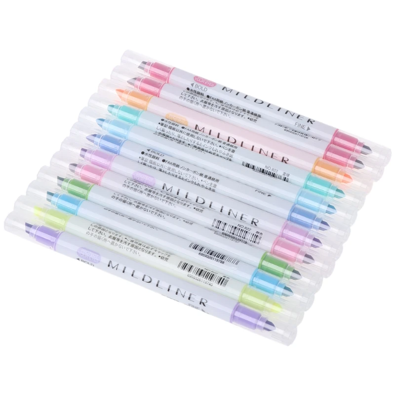 

12 Colors Highlighter Artist Double Headed Fluorescent Sketch Markers Pen School