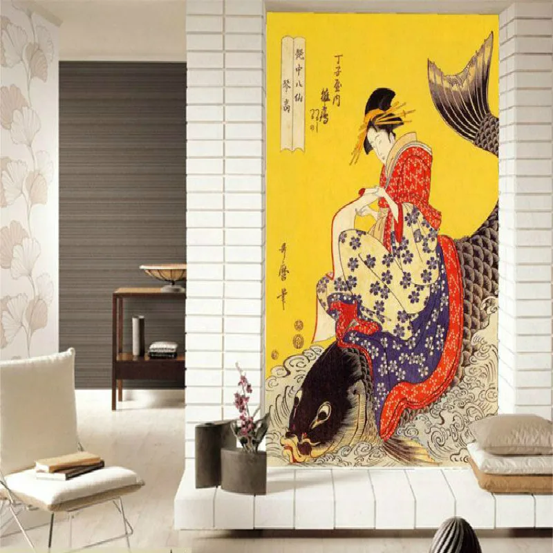 Пользовательские 3D обои для стен японский ресторан проход фон укие-E японской живописи большие фрески рыбы