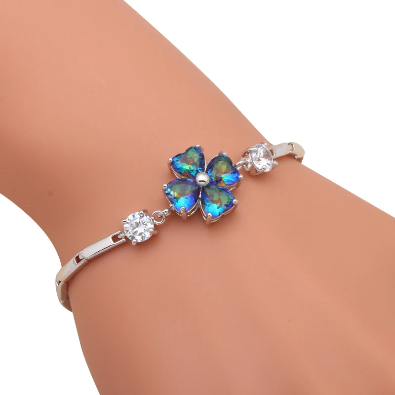 

Wedding Bracelets for Bride Top Quality AAA Zirconia Silver Filled Mystic Crystal Wholesale & Retail Fashion Jewelry TB924A