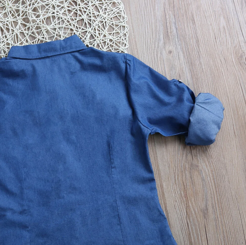 PUDCOCO/одинаковые Семейные комплекты для мамы и ребенка, джинсовая рубашка с длинными рукавами, топы+ леопардовое платье, Летняя Повседневная Блузка