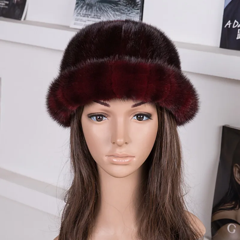 

Brown Black Wine Vintage Womens Fox Fur Hat Genuine Black Mink Fur Hat Cap Russian Blue Dust Pink Party Hats Ski Hats