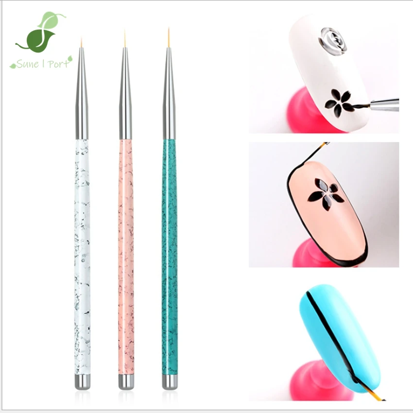 

Sune l Port 3pcs Nail Art Liner Painting Pen Pencil Drawing Line Pen Dotting Kit black Fine Plastic Painting Tool Manicure Nails
