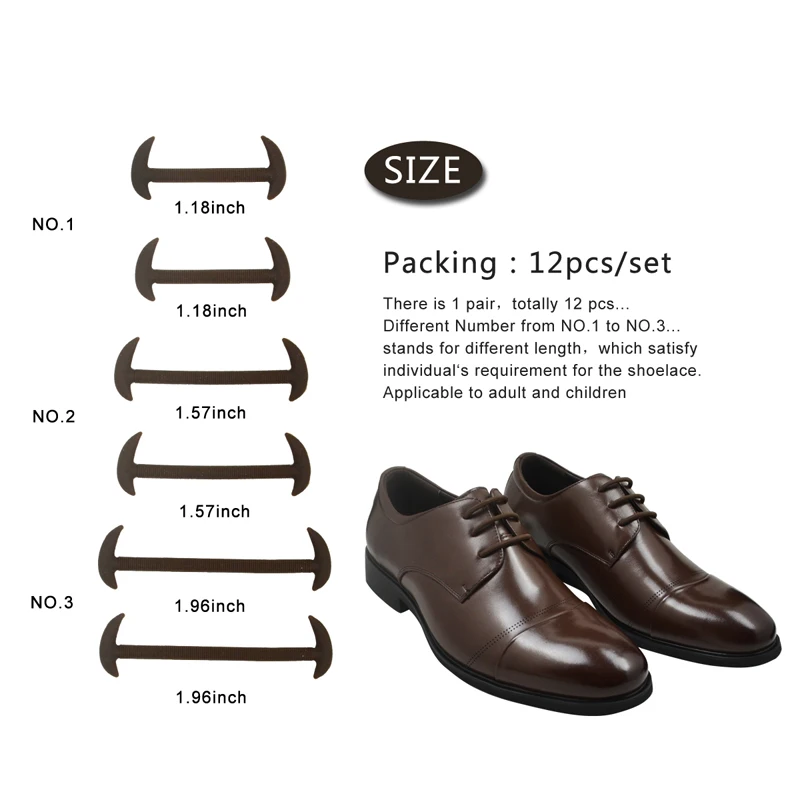 12Pcs Fashion Elastic Free Tying No Tie Lazy Silicone Shoelace Dress Shoe Laces 