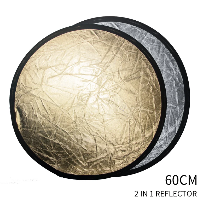 

24' 60cm 2 in 1 Portable Collapsible Round Light Reflector ,Flash Accessories for Photography Studio Multi Photo Disc Diffuers