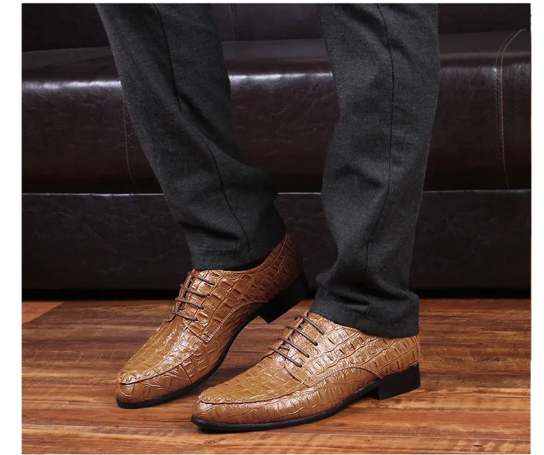 Туфли-оксфорды из натуральной кожи; деловые мужские туфли из крокодиловой кожи; Мужские модельные туфли на шнуровке; мужские свадебные туфли размера плюс
