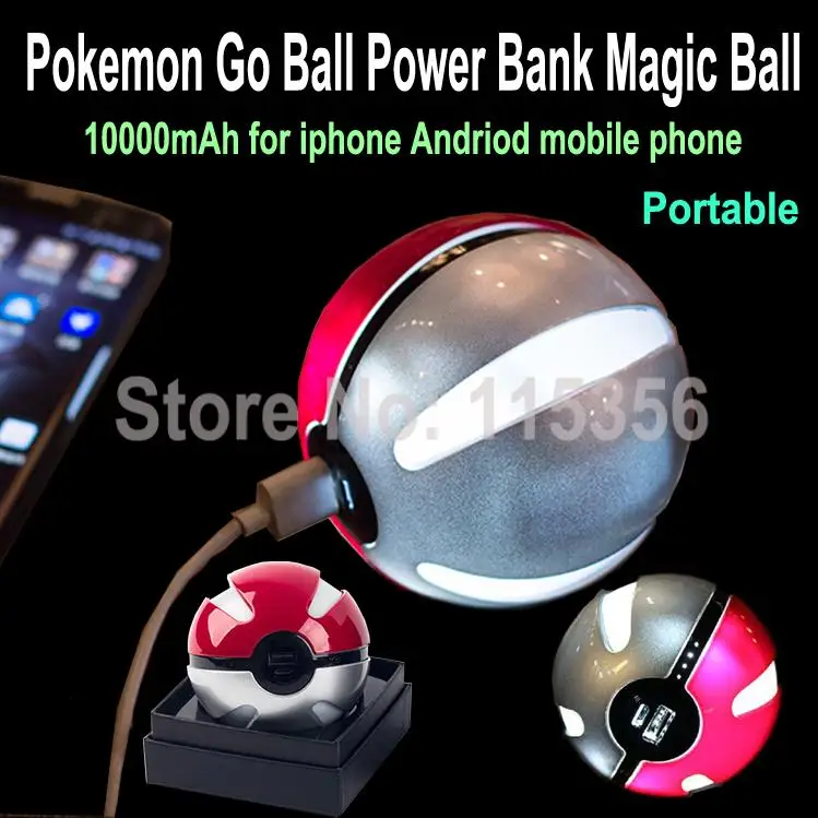 

1PC NEW Arrivals:10000mAh Pokemon Go Ball Power Bank Magic Ball Charger Double USB Port for all phone
