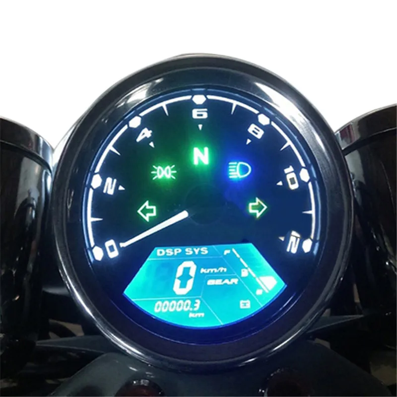 12000 RMP Universal LCD Digital Odometer Speedometer Tachometer Kmh mph 