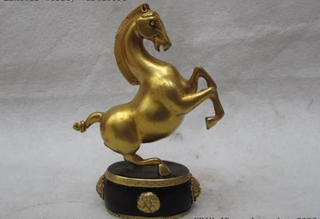 

China Royal Pure Bronze Copper 24K Gold Lucky Stand Horse Lion Lug Drum Statue