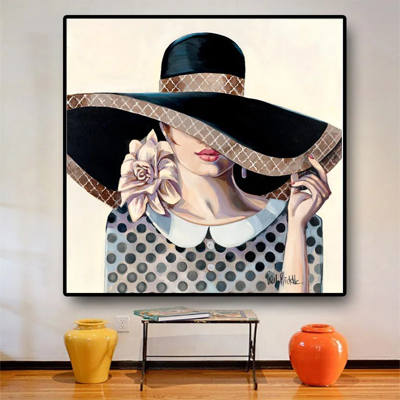 

American Women Portrait Canvas Painting Vintage Scandinavian Posters And Prints Wall Art Picture for Living Room Cafe Bar Decor