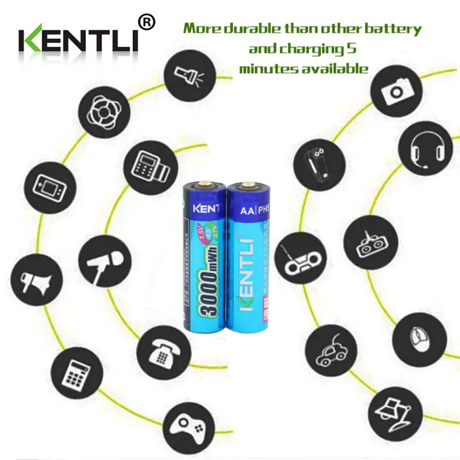 KENTLI 6 шт 1 5 v 3000mWh AA перезаряжаемый литий полимерный ионный литиевый аккумулятор + 4